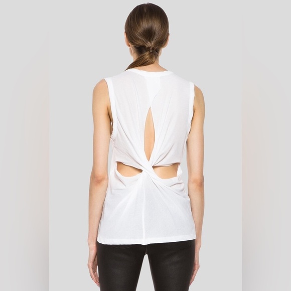 Young, Fabulous & Broke for Revolve Winthrop Twist Back Sheer Shirt in White XS - Picture 1 of 9